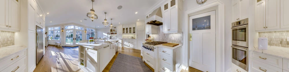 360 Degree Spherical Panorama of Open Concept Kitchen Addition in Kitchener. Renovation Project